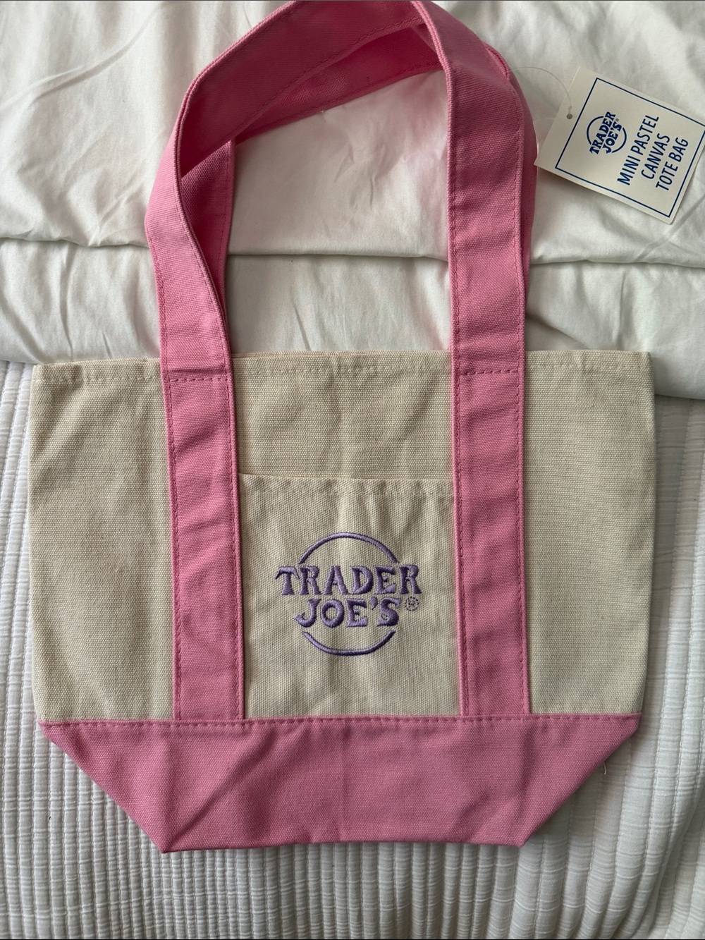 Pink & Natural Mini Canvas Tote Bag